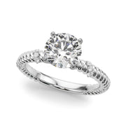 Heirloom Cable Dia Engagement Ring Round Diamond Engagement Ring in 10K/14K gold and platinum with certified lab-grown or natural diamonds