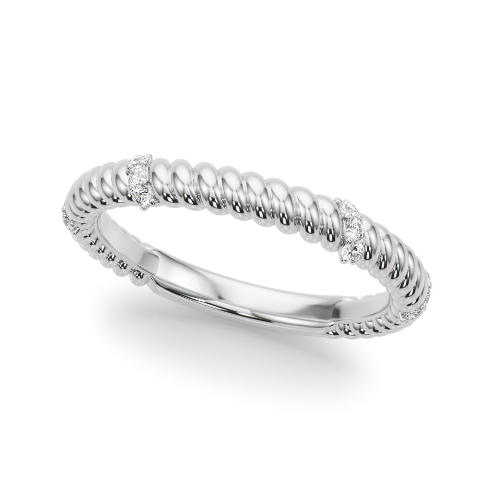 Twisting Diamond Accented Half Eternity Ring in Gold & Platinum
