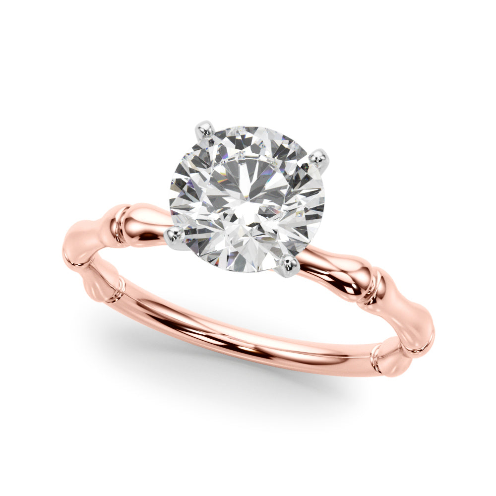 Refined Bamboo Engagement Ring Round Diamond Engagement Ring in 10K/14K gold and platinum with certified lab-grown or natural diamonds