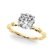Refined Bamboo Engagement Ring Round Diamond Engagement Ring in 10K/14K gold and platinum with certified lab-grown or natural diamonds