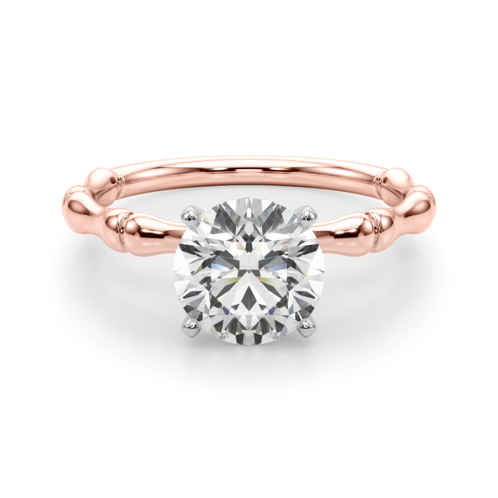 Refined Bamboo Engagement Ring Round Diamond Engagement Ring in 10K/14K gold and platinum with certified lab-grown or natural diamonds