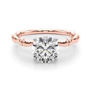 Refined Bamboo Engagement Ring Round Diamond Engagement Ring in 10K/14K gold and platinum with certified lab-grown or natural diamonds