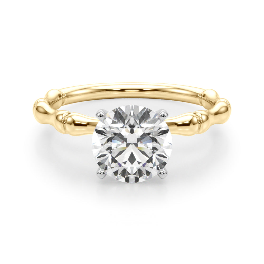 Refined Bamboo Engagement Ring Round Diamond Engagement Ring in 10K/14K gold and platinum with certified lab-grown or natural diamonds