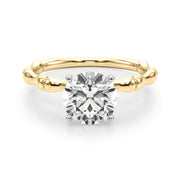 Refined Bamboo Engagement Ring Round Diamond Engagement Ring in 10K/14K gold and platinum with certified lab-grown or natural diamonds