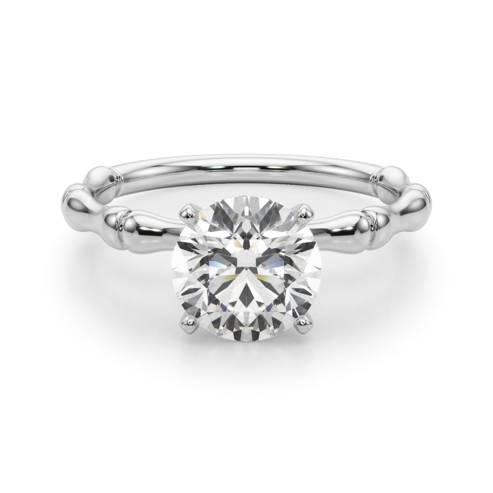 Refined Bamboo Engagement Ring Round Diamond Engagement Ring in 10K/14K gold and platinum with certified lab-grown or natural diamonds