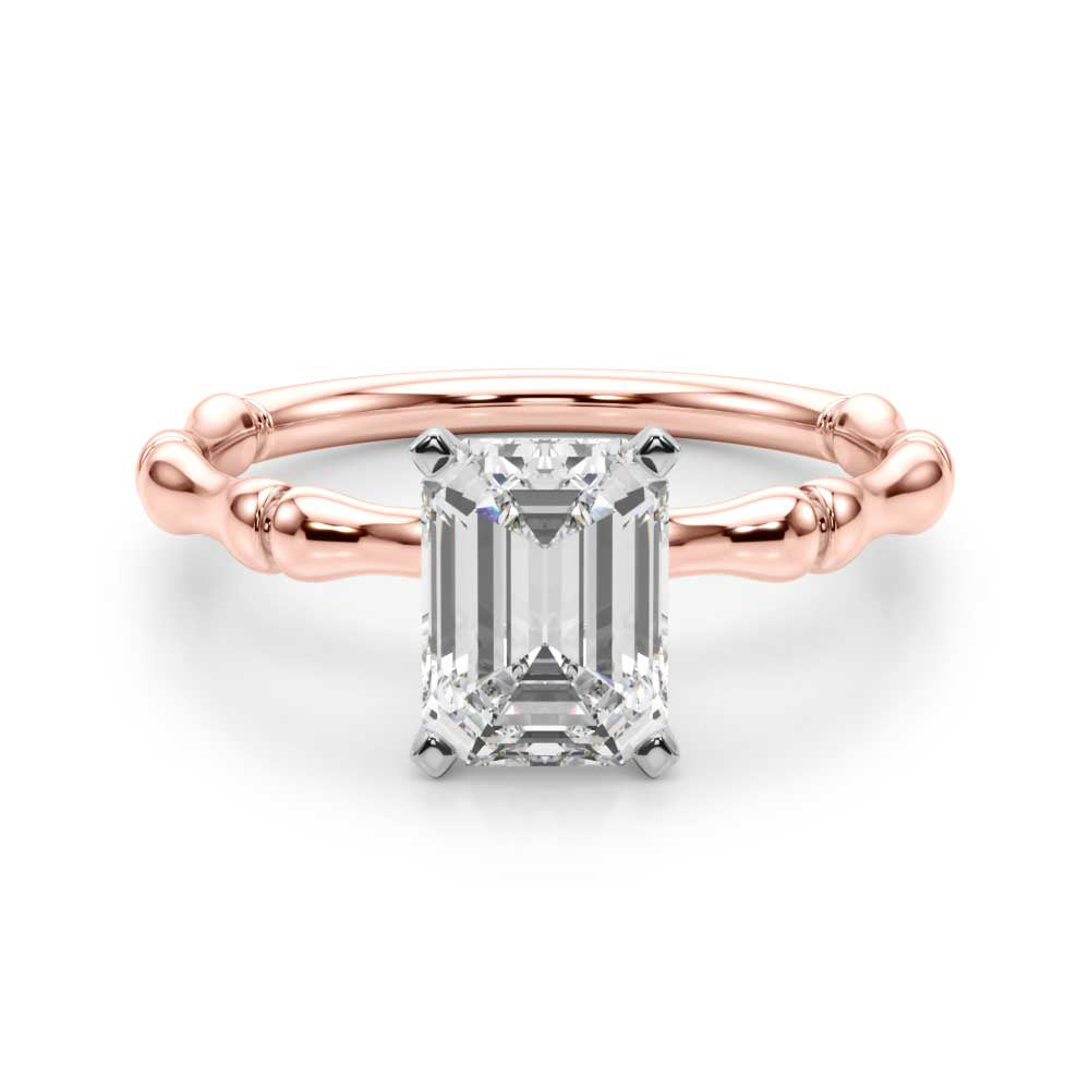 Refined Bamboo Engagement Ring Round Diamond Engagement Ring in 10K/14K gold and platinum with certified lab-grown or natural diamonds