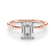 Refined Bamboo Engagement Ring Round Diamond Engagement Ring in 10K/14K gold and platinum with certified lab-grown or natural diamonds