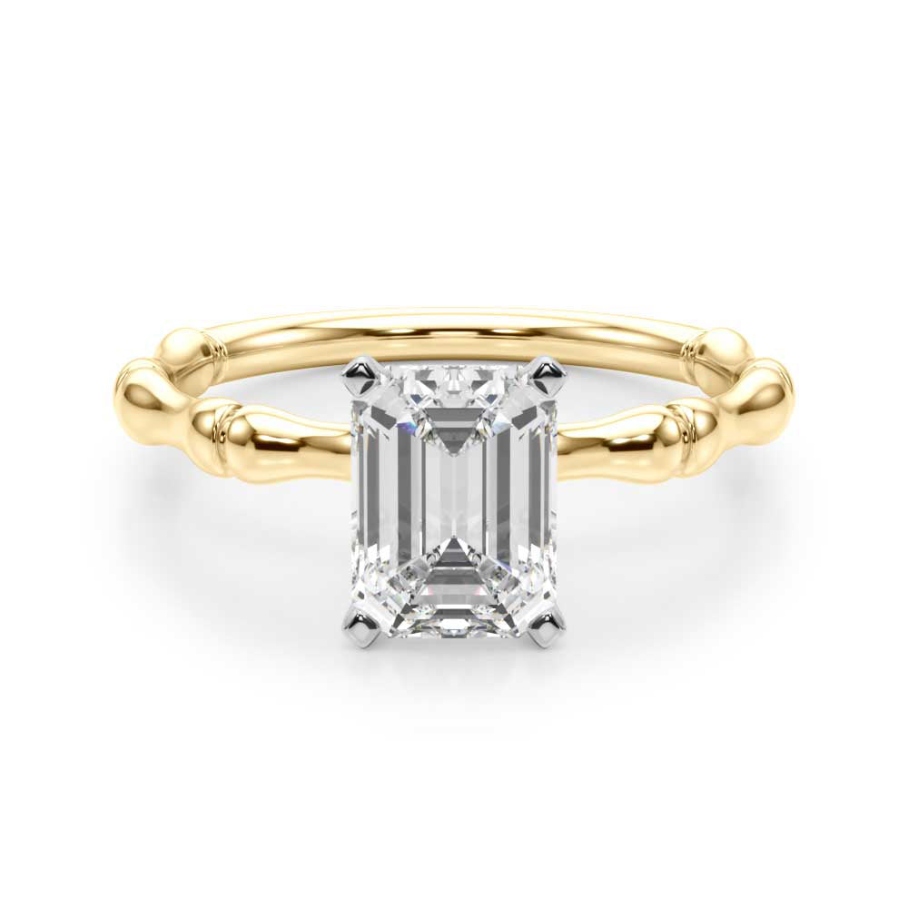 Refined Bamboo Engagement Ring Round Diamond Engagement Ring in 10K/14K gold and platinum with certified lab-grown or natural diamonds