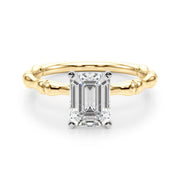 Refined Bamboo Engagement Ring Round Diamond Engagement Ring in 10K/14K gold and platinum with certified lab-grown or natural diamonds