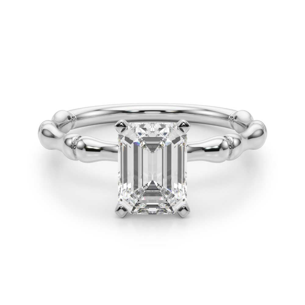 Refined Bamboo Engagement Ring Round Diamond Engagement Ring in 10K/14K gold and platinum with certified lab-grown or natural diamonds