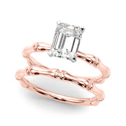 Refined Bamboo Engagement Ring Round Diamond Engagement Ring in 10K/14K gold and platinum with certified lab-grown or natural diamonds