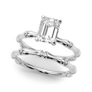 Refined Bamboo Engagement Ring Round Diamond Engagement Ring in 10K/14K gold and platinum with certified lab-grown or natural diamonds