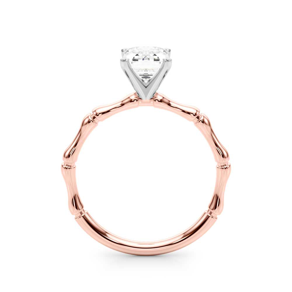 Refined Bamboo Engagement Ring Round Diamond Engagement Ring in 10K/14K gold and platinum with certified lab-grown or natural diamonds