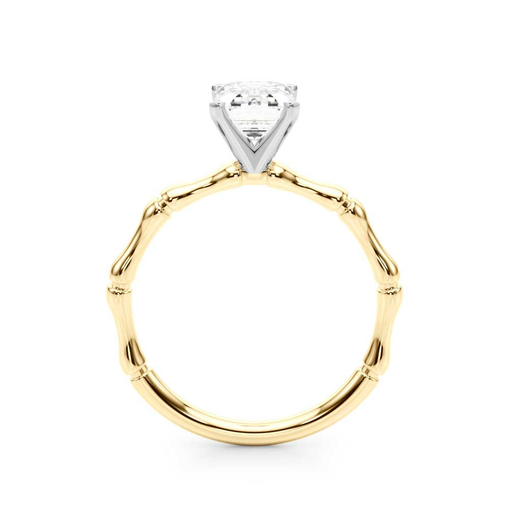 Refined Bamboo Engagement Ring Round Diamond Engagement Ring in 10K/14K gold and platinum with certified lab-grown or natural diamonds