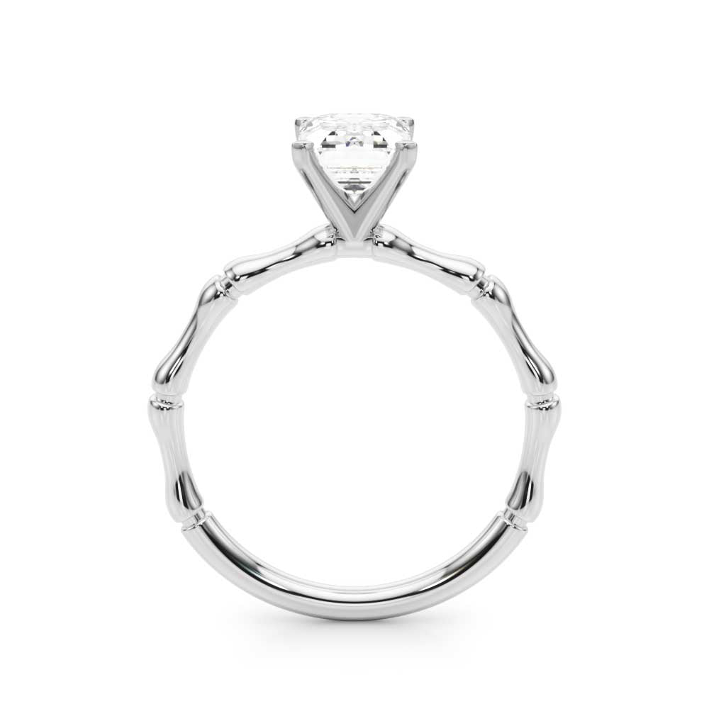 Refined Bamboo Engagement Ring Round Diamond Engagement Ring in 10K/14K gold and platinum with certified lab-grown or natural diamonds