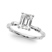 Refined Bamboo Engagement Ring Round Diamond Engagement Ring in 10K/14K gold and platinum with certified lab-grown or natural diamonds
