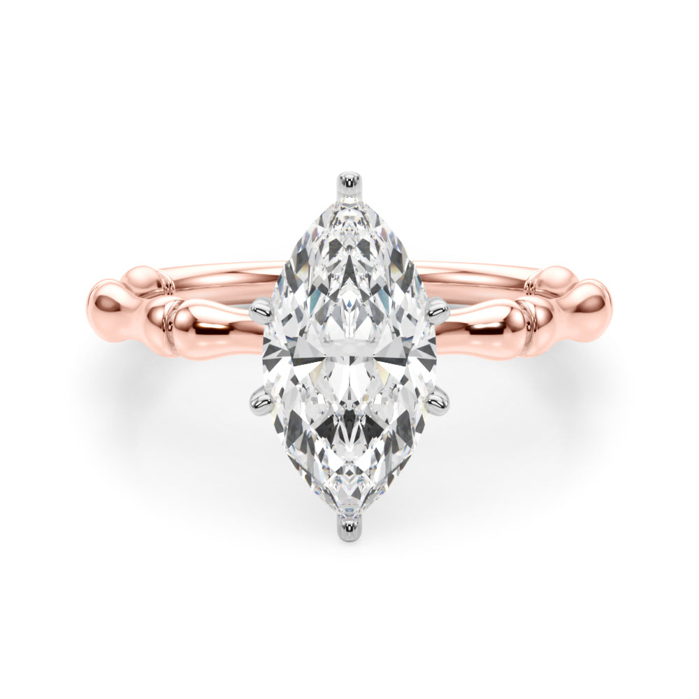 Refined Bamboo Engagement Ring Round Diamond Engagement Ring in 10K/14K gold and platinum with certified lab-grown or natural diamonds
