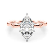 Refined Bamboo Engagement Ring Round Diamond Engagement Ring in 10K/14K gold and platinum with certified lab-grown or natural diamonds