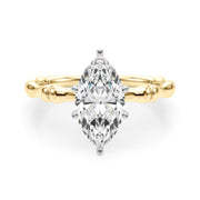 Refined Bamboo Engagement Ring Round Diamond Engagement Ring in 10K/14K gold and platinum with certified lab-grown or natural diamonds