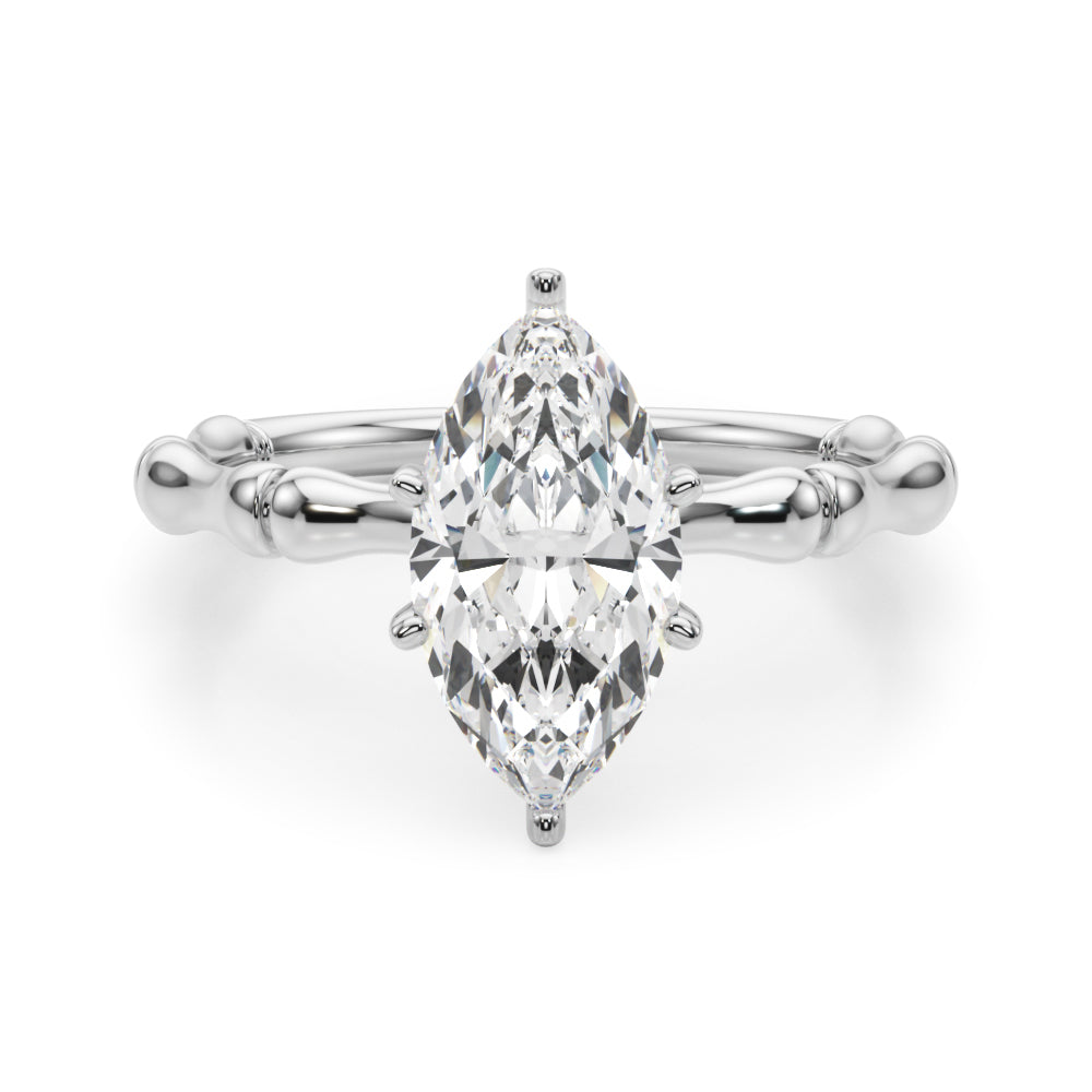 Refined Bamboo Engagement Ring Round Diamond Engagement Ring in 10K/14K gold and platinum with certified lab-grown or natural diamonds