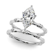 Refined Bamboo Engagement Ring Round Diamond Engagement Ring in 10K/14K gold and platinum with certified lab-grown or natural diamonds