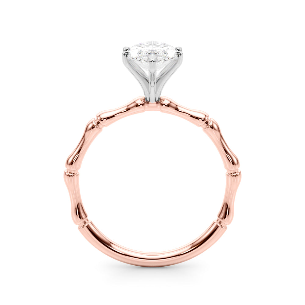 Refined Bamboo Engagement Ring Round Diamond Engagement Ring in 10K/14K gold and platinum with certified lab-grown or natural diamonds