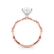 Refined Bamboo Engagement Ring Round Diamond Engagement Ring in 10K/14K gold and platinum with certified lab-grown or natural diamonds