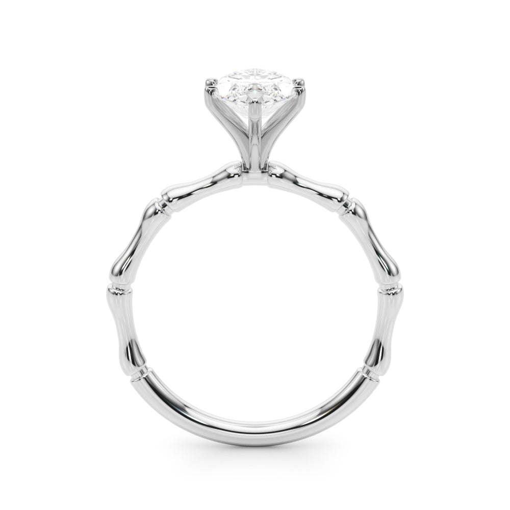 Refined Bamboo Engagement Ring Round Diamond Engagement Ring in 10K/14K gold and platinum with certified lab-grown or natural diamonds