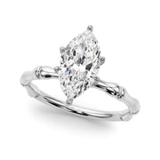 Refined Bamboo Engagement Ring Round Diamond Engagement Ring in 10K/14K gold and platinum with certified lab-grown or natural diamonds