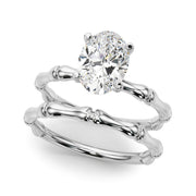 Refined Bamboo Engagement Ring Round Diamond Engagement Ring in 10K/14K gold and platinum with certified lab-grown or natural diamonds