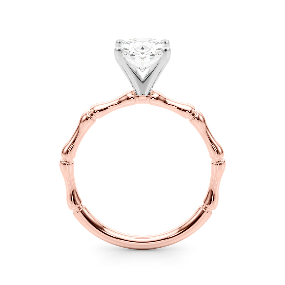 Refined Bamboo Engagement Ring Round Diamond Engagement Ring in 10K/14K gold and platinum with certified lab-grown or natural diamonds