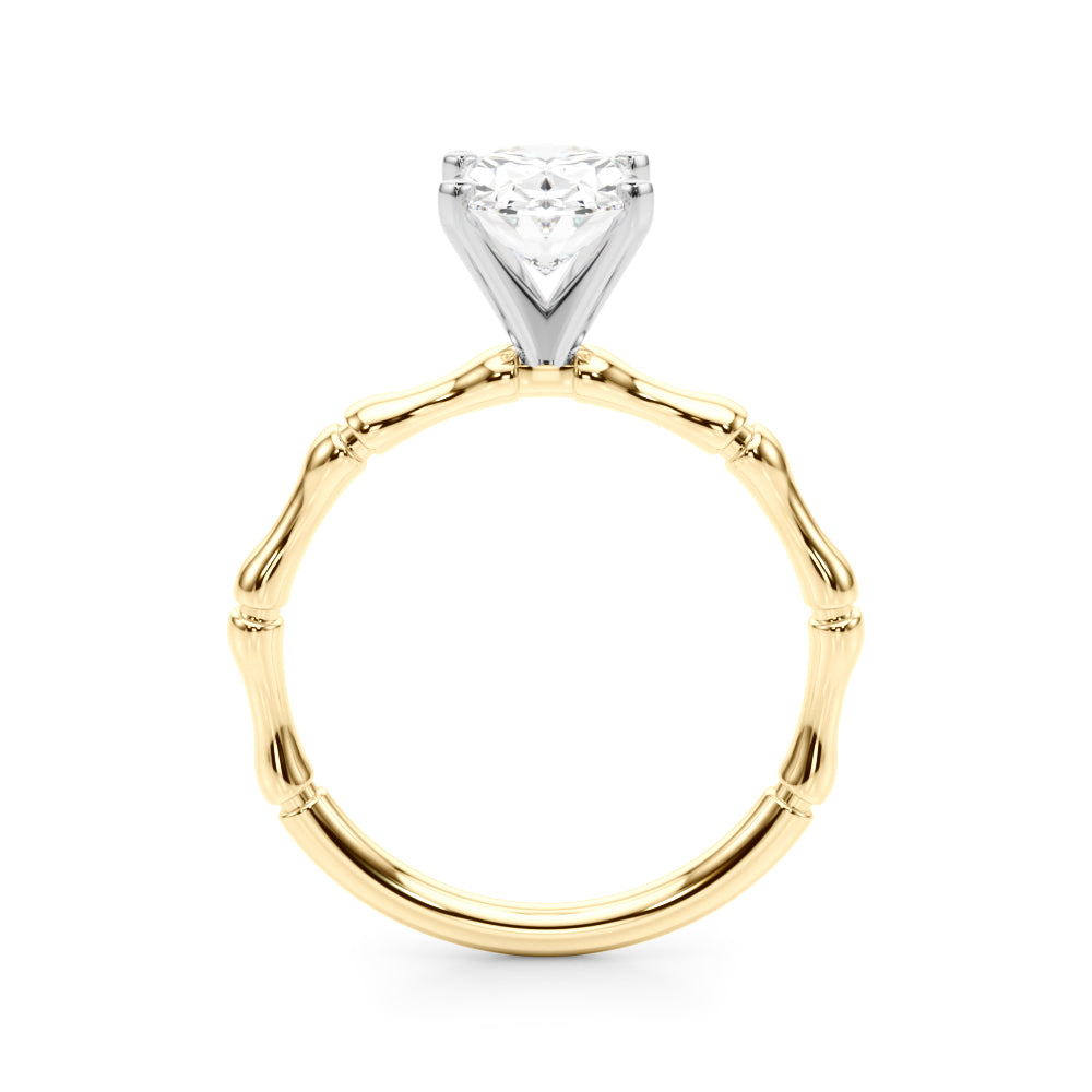 Refined Bamboo Engagement Ring Round Diamond Engagement Ring in 10K/14K gold and platinum with certified lab-grown or natural diamonds