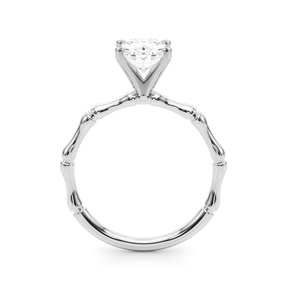 Refined Bamboo Engagement Ring Round Diamond Engagement Ring in 10K/14K gold and platinum with certified lab-grown or natural diamonds