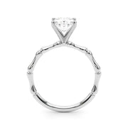 Refined Bamboo Engagement Ring Round Diamond Engagement Ring in 10K/14K gold and platinum with certified lab-grown or natural diamonds