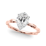 Refined Bamboo Engagement Ring Round Diamond Engagement Ring in 10K/14K gold and platinum with certified lab-grown or natural diamonds