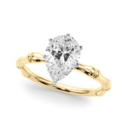 Refined Bamboo Engagement Ring Round Diamond Engagement Ring in 10K/14K gold and platinum with certified lab-grown or natural diamonds