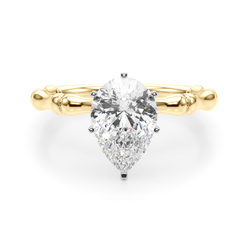 Refined Bamboo Engagement Ring Round Diamond Engagement Ring in 10K/14K gold and platinum with certified lab-grown or natural diamonds