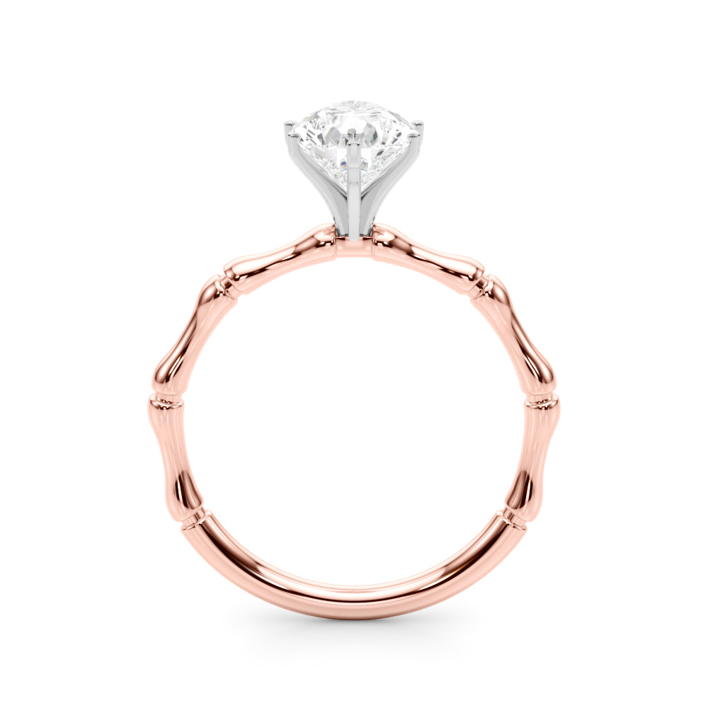 Refined Bamboo Engagement Ring Round Diamond Engagement Ring in 10K/14K gold and platinum with certified lab-grown or natural diamonds