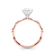 Refined Bamboo Engagement Ring Round Diamond Engagement Ring in 10K/14K gold and platinum with certified lab-grown or natural diamonds