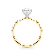 Refined Bamboo Engagement Ring Round Diamond Engagement Ring in 10K/14K gold and platinum with certified lab-grown or natural diamonds