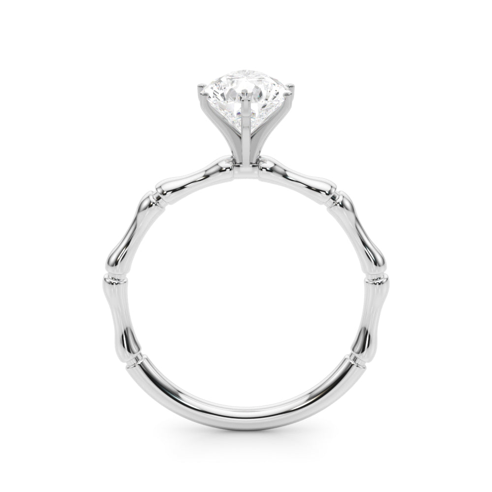 Refined Bamboo Engagement Ring Round Diamond Engagement Ring in 10K/14K gold and platinum with certified lab-grown or natural diamonds