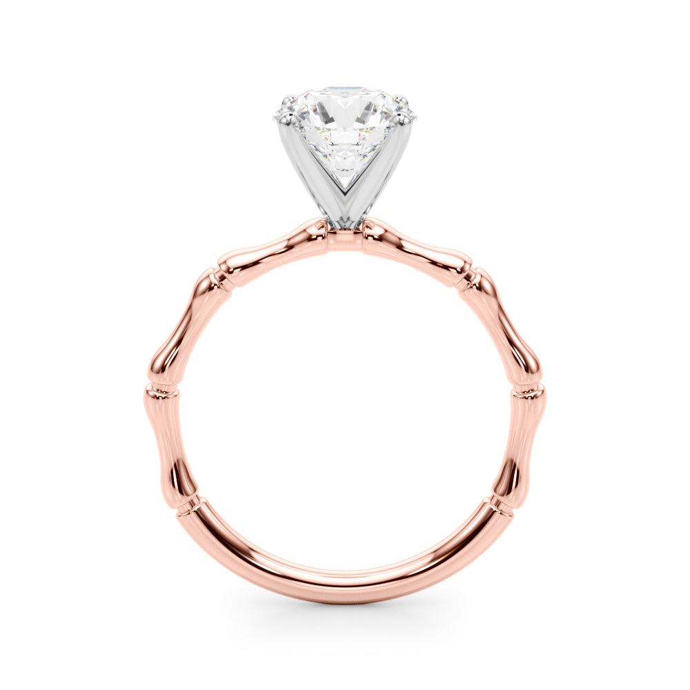 Refined Bamboo Engagement Ring Round Diamond Engagement Ring in 10K/14K gold and platinum with certified lab-grown or natural diamonds