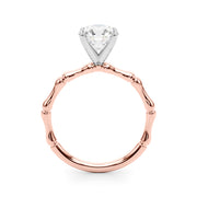 Refined Bamboo Engagement Ring Round Diamond Engagement Ring in 10K/14K gold and platinum with certified lab-grown or natural diamonds