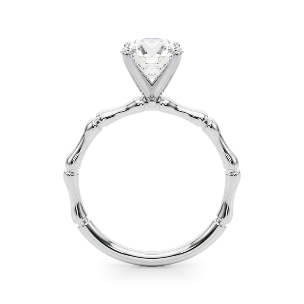 Refined Bamboo Engagement Ring Round Diamond Engagement Ring in 10K/14K gold and platinum with certified lab-grown or natural diamonds