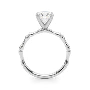 Refined Bamboo Engagement Ring Round Diamond Engagement Ring in 10K/14K gold and platinum with certified lab-grown or natural diamonds