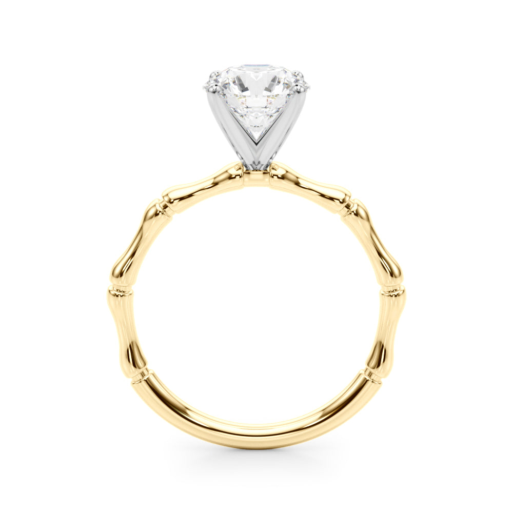 Refined Bamboo Engagement Ring Round Diamond Engagement Ring in 10K/14K gold and platinum with certified lab-grown or natural diamonds