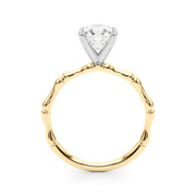 Refined Bamboo Engagement Ring Round Diamond Engagement Ring in 10K/14K gold and platinum with certified lab-grown or natural diamonds