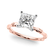 Refined Bamboo Engagement Ring Round Diamond Engagement Ring in 10K/14K gold and platinum with certified lab-grown or natural diamonds