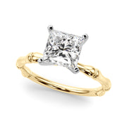 Refined Bamboo Engagement Ring Round Diamond Engagement Ring in 10K/14K gold and platinum with certified lab-grown or natural diamonds