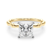 Refined Bamboo Engagement Ring Round Diamond Engagement Ring in 10K/14K gold and platinum with certified lab-grown or natural diamonds